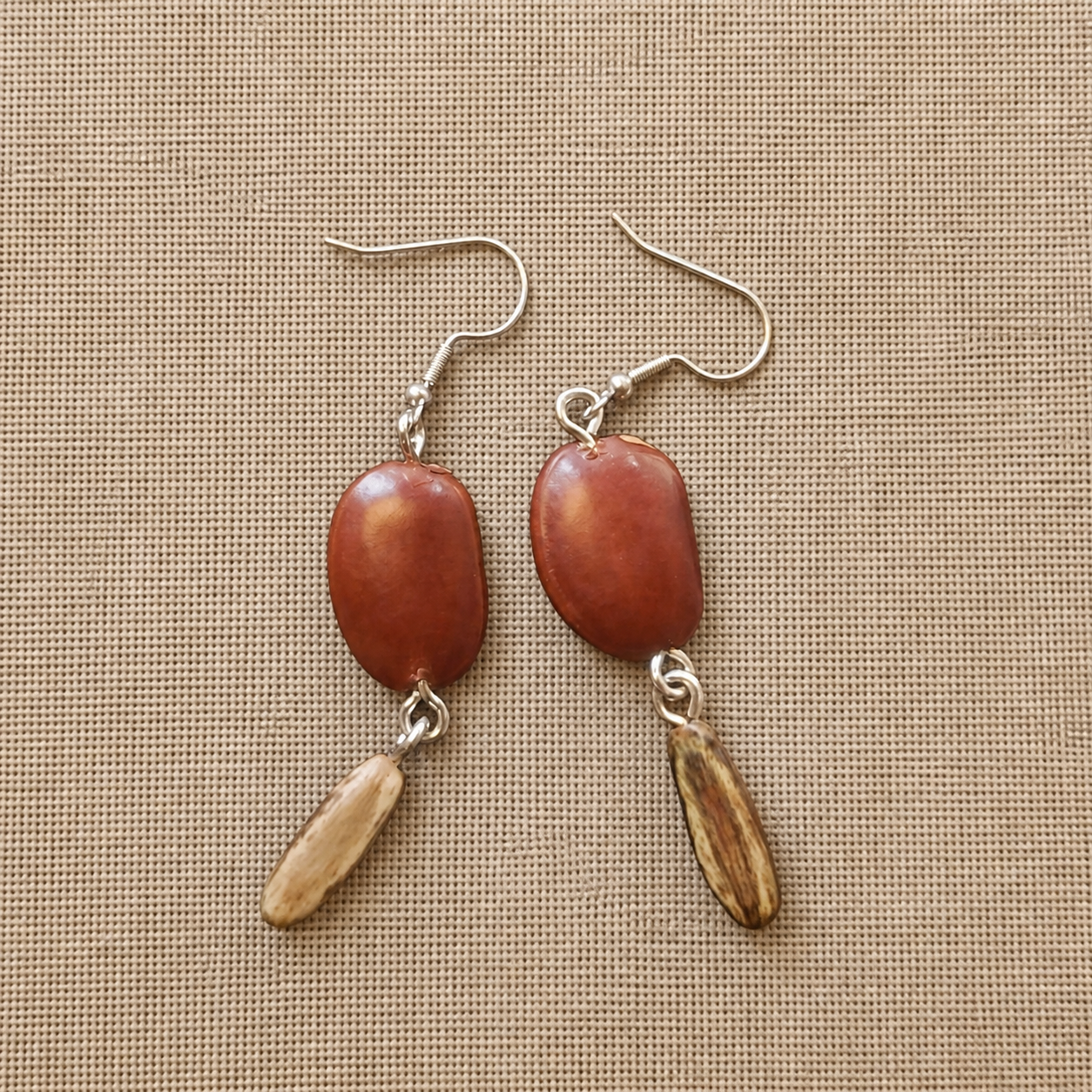 Red-Brown Seed Tassel Earrings